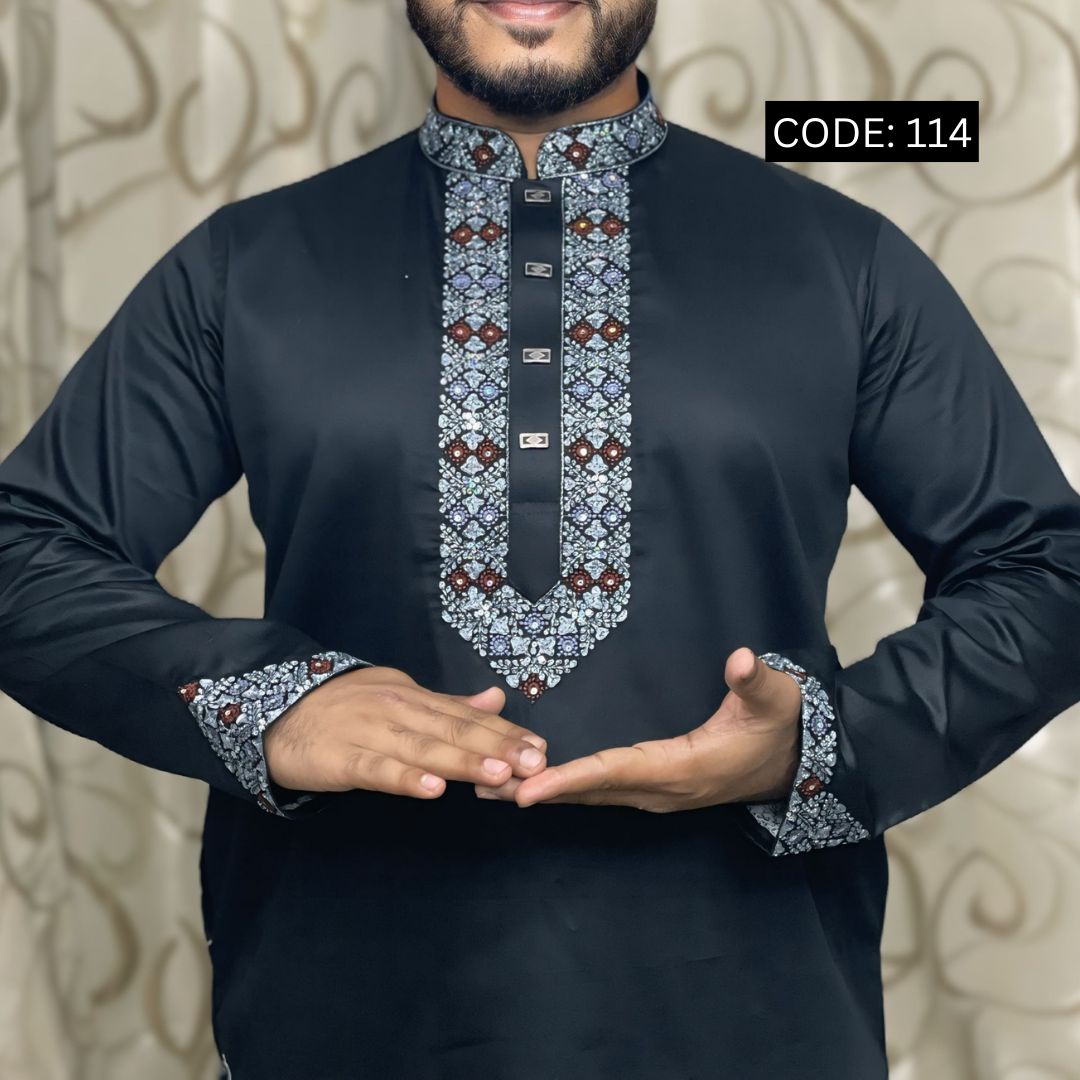 লাক্সারি শাটন কটন সিকোয়েন্স এমব্রয়ডারি পাঞ্জাবি (CODE: 114)